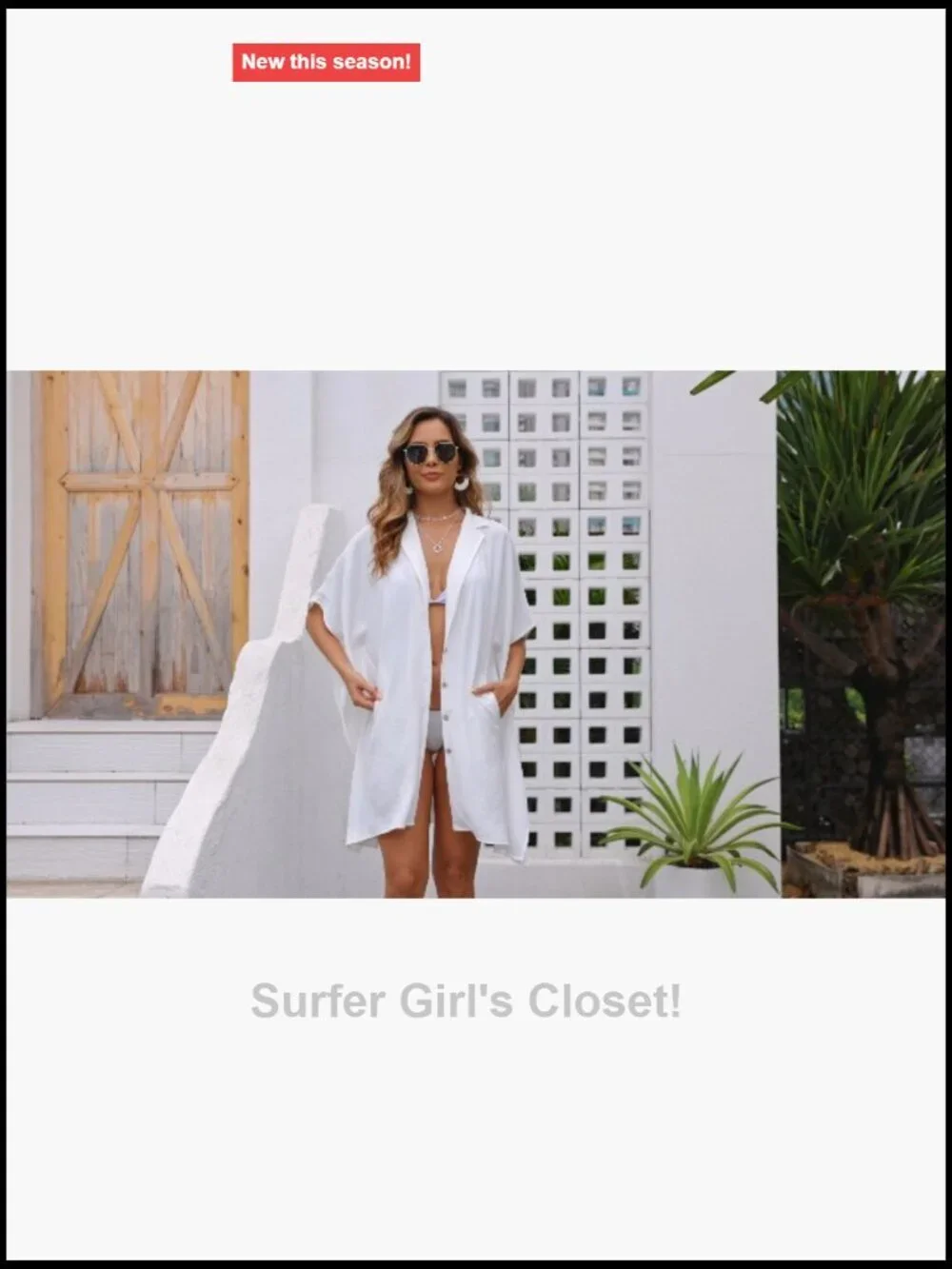 Women's Swimsuit Coverup Button Down Beach Dress - Loose Fit